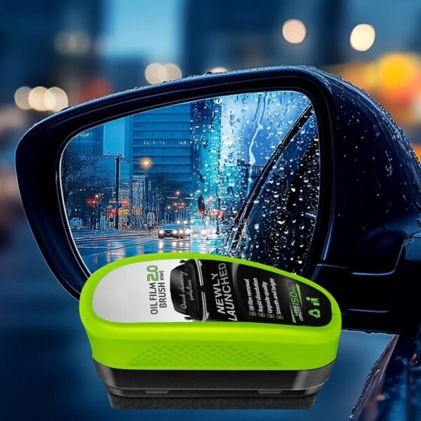 【50%OFF 割引期間限定Ⅰ 】アップグレードグリーン自動車用油膜洗浄ブラシ、オールイン1自動車用ガラス油膜除去剤、フロントガラス洗浄のための多目的ガラス洗浄板 - 画像 (5)