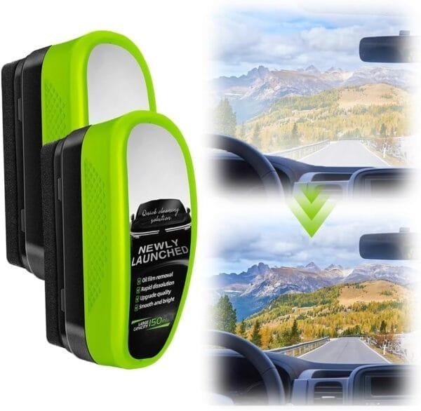 【50%OFF 割引期間限定Ⅰ 】アップグレードグリーン自動車用油膜洗浄ブラシ、オールイン1自動車用ガラス油膜除去剤、フロントガラス洗浄のための多目的ガラス洗浄板 - 画像 (8)