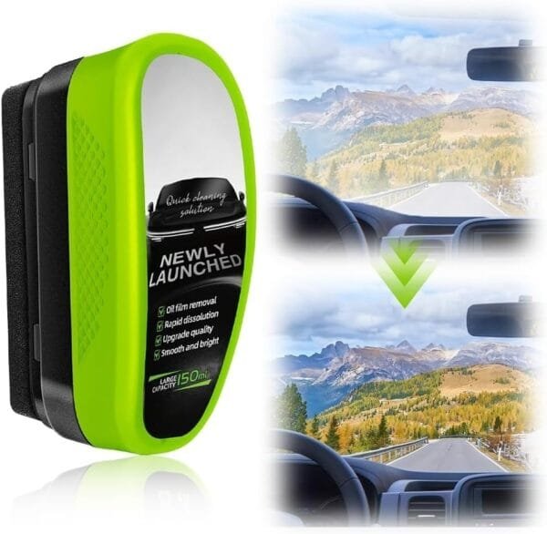 【50%OFF 割引期間限定Ⅰ 】アップグレードグリーン自動車用油膜洗浄ブラシ、オールイン1自動車用ガラス油膜除去剤、フロントガラス洗浄のための多目的ガラス洗浄板 - 画像 (7)